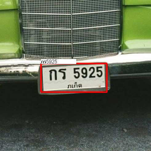 A Thai licence plate detected and read by Nara