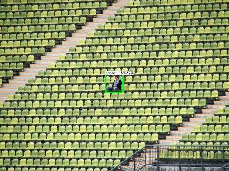A person sitting alone in a stadium seat.
