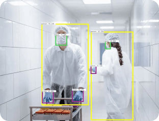 Hairnets, masks and coats checked in a hygiene zone